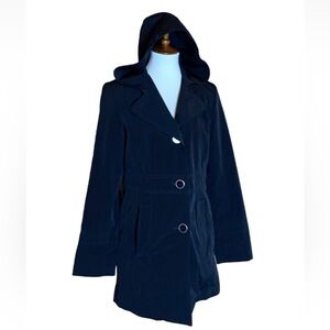 Esprit black hooded short length trench coat Size Medium